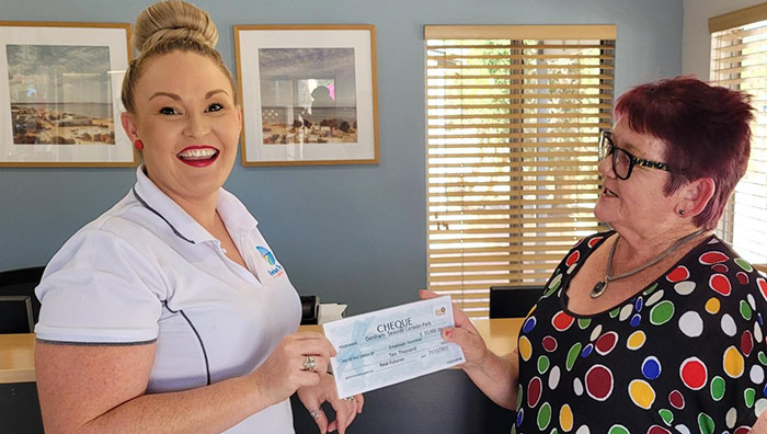 Image: Kara Chambers – Assistant Manager Denham Seaside Caravan Park (on left) and Barbara Stormon – Employment Development Specialist, Real Futures (on right)
