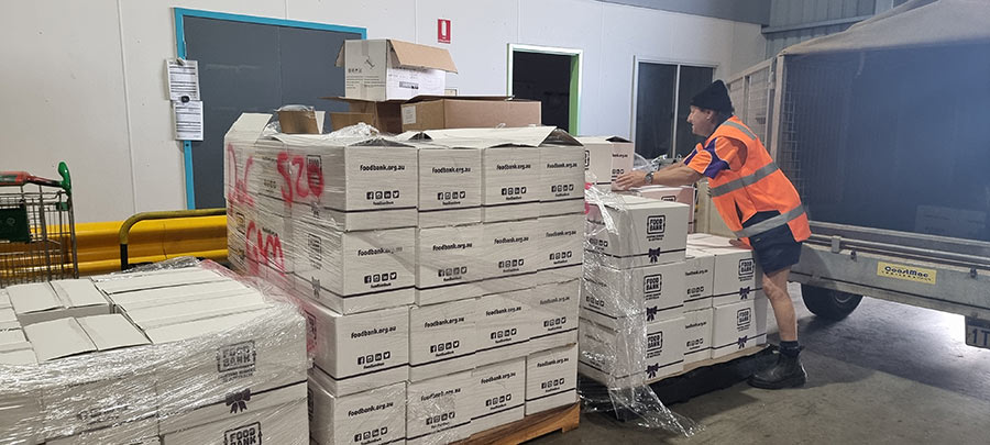 Working hard getting all the boxes of food sorted for the Burringurrah community