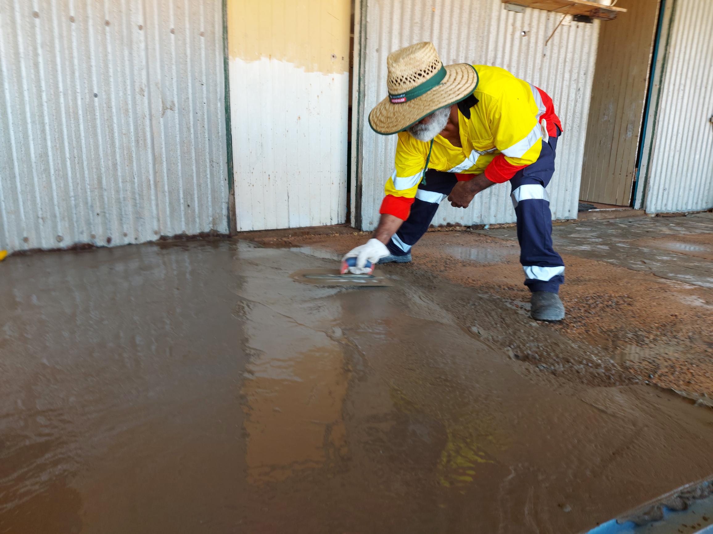 Levelling, trenching and pouring concrete
