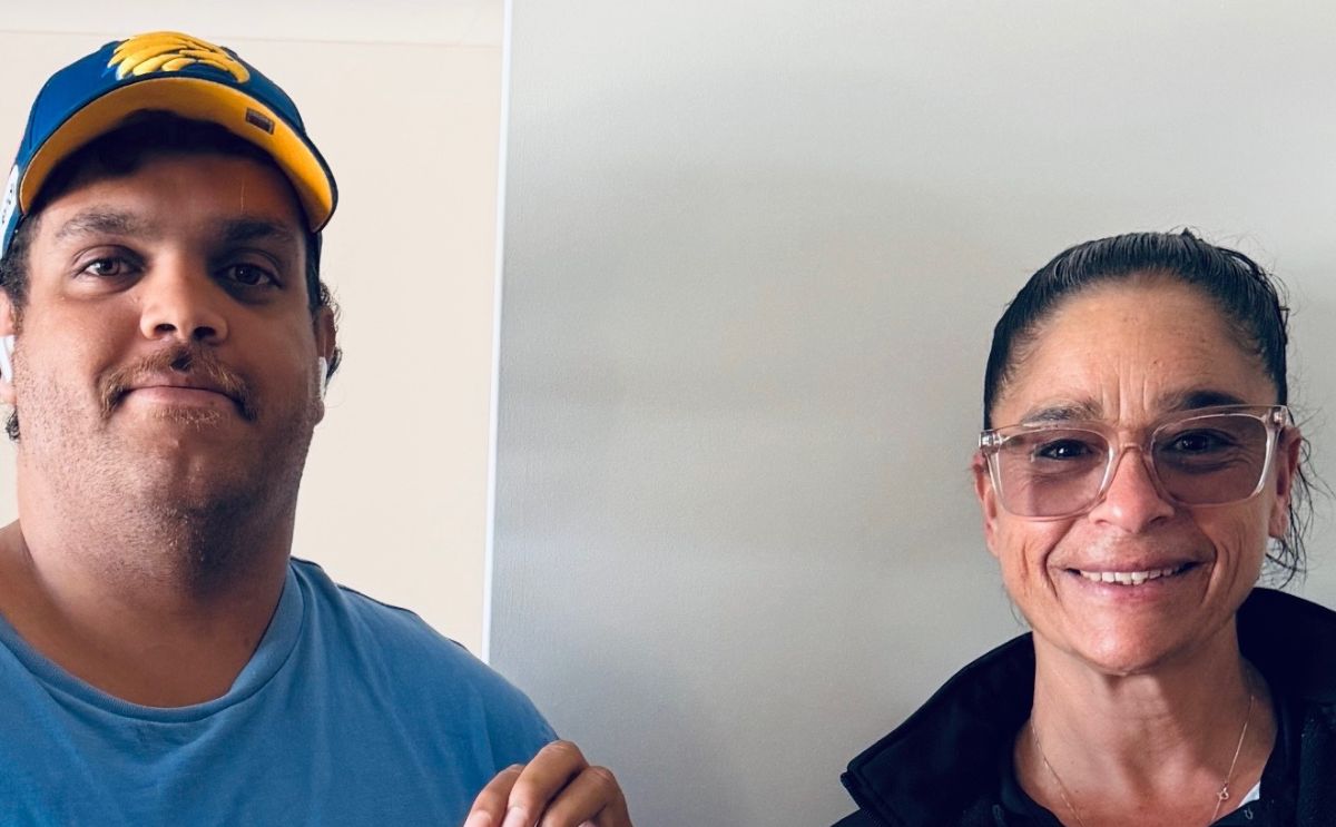 Terrance with Transition to Work Manager Kristy Sinclair